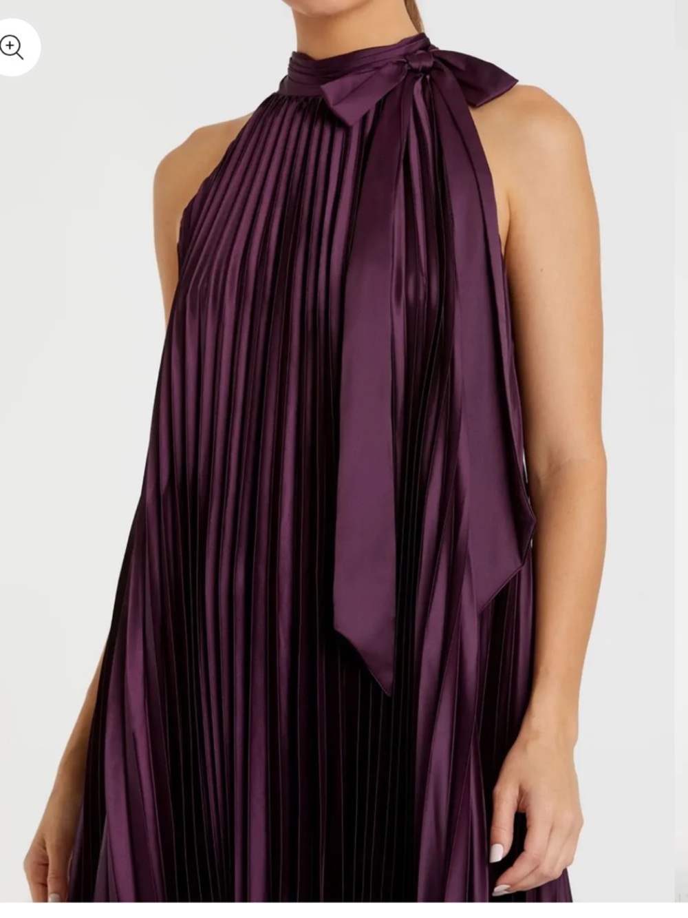 NWT MAC DUGGAL Purple Pleated Satin Halter Neck High Low Gown - Size 16 - Picture 3 of 13